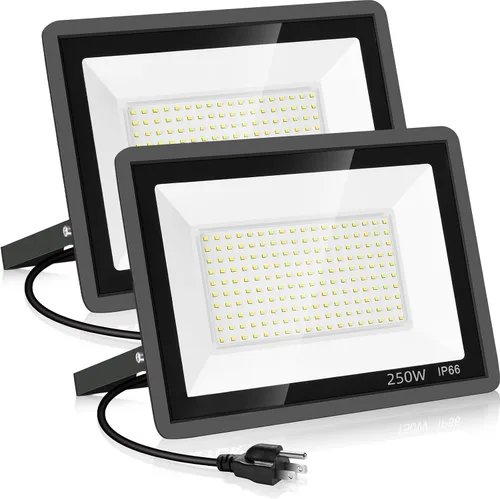 Vista 8 de YANYCN - Paquete de 4 reflectores LED de 100 W, luces de seguridad exterior súper brillantes con enchufe, luz de inundación impermeable IP66