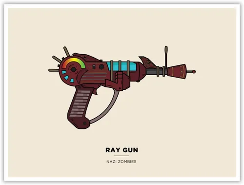 Vista 5 de Póster de ilustración Ray Gun, sin marco, papel fotográfico de alta calidad, decoración perfecta para jugadores (12 x 16 pulgadas)