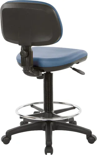 Vista 4 de Office Star DC Series - Silla de dibujo ajustable con anillo para el pie y asiento de espuma esculpida, piel sintética azul Dillon