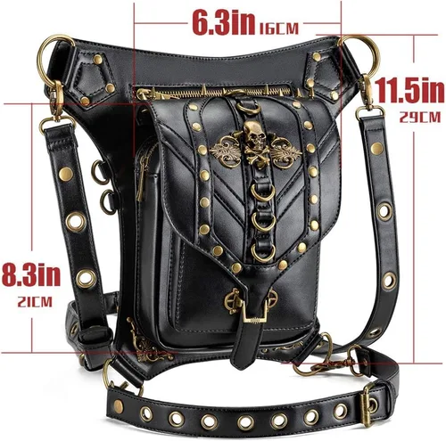 Vista 4 de Rebajas Cyber Monday Ofertas Venta Steampunk Riñonera Bolso para cintura Moda Gótico Hombro Bandolera Bandolera Muslo Pierna Capucha Bolsa de Viaje