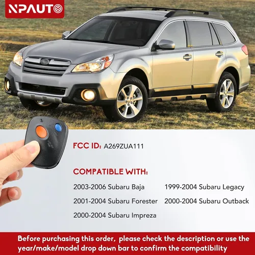 Vista 2 de Reemplazo remoto de entrada sin llave para Subaru Baja 2003-2006, Forester 2001-2004, Impreza 2000-2004, Legacy 1999-2004, Outback 2000-2004