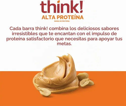 Vista 3 de Think! (thinkThin) Barras ricas en proteínas de 20 gramos – mantequilla de maní cremosa, 0 gramos de Azúcar, Sin Edulcorantes Artificiales, Sin