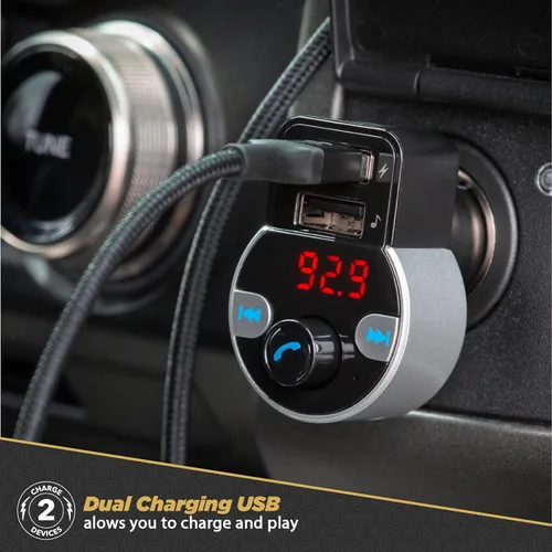 Vista 4 de Scosche SBTFM4-XCES0 Select Bluetooth 5.0 Kit de coche Transmisor FM con pantalla LED digital y puertos de carga duales