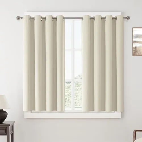 Vista 73 de ChrisDowa Cortinas 100% Opacas de Abedul Sólido de 45 Pulgadas de Largo, 2 Paneles para Dormitorio y Sala de Estar, Estilo Granja Oscurecedoras