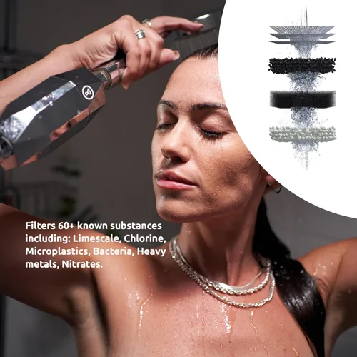Vista 9 de Tappwater ShowerPro Diamond - Filtro de ducha. Filtros de cal, cloro y +60 sustancias. Diseño único. Filtración de 4 etapas y tecnología KDF-55