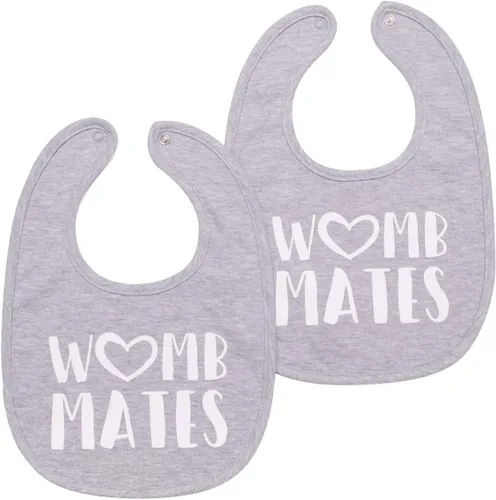 Vista 10 de 100% Cotton Drinking Buddies Twin Bibs Cute & Practical Unisex Bibs for Twins with Waterproof, Durable, for Everyday Use