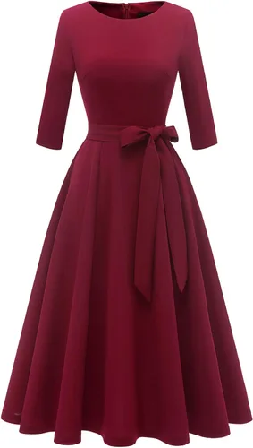 Vista 9 de DRESSTELLS Vestidos de cóctel para mujer, vestido vintage de boda para Negro
