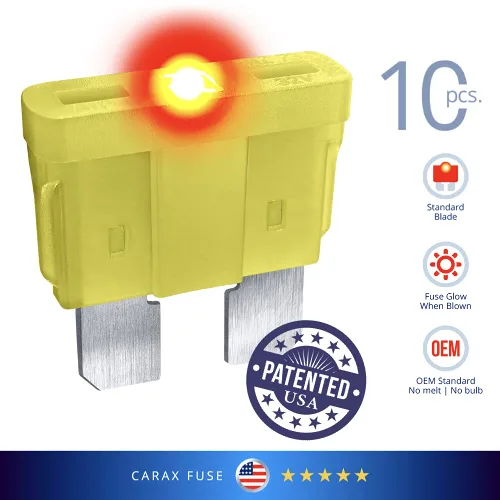 Vista 2 de CARAX Fusible incandescente – Fusible Premium estándar/hoja regular ATC/ATO/ATS – Kit de 20 A 10 piezas – Fusible automotriz LED brillante al soplar