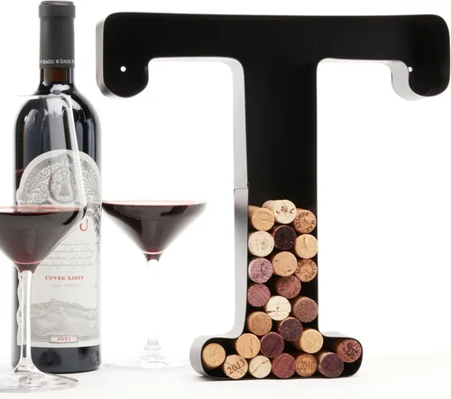 Vista 24 de Soporte de corcho con letra de vino (C) Arte decorativo de pared