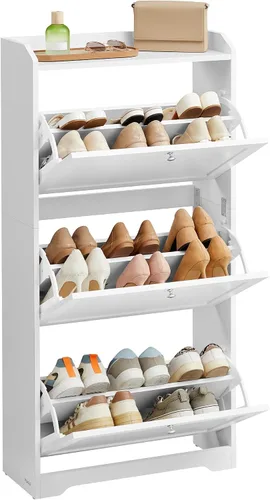 Vista 11 de VASAGLE Armario para zapatos con 2 cajones abatibles, capacidad para hasta Divisores ajustables y extraíbles, entrada, 31.5 x 9.4 x 40.2 pulgadas