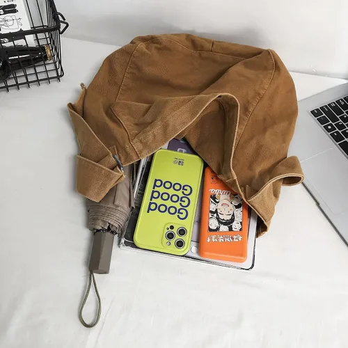 Vista 5 de Bolso bandolera de lona para mujeres y hombres, bolso de hombro casual, bolsa de mano, bolsa de mensajero, bolsa cruzada