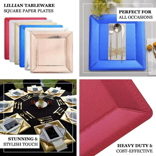 Vista 4 de Efavormart - Paquete de 10 bandejas cuadradas de 13 pulgadas, 1100 GSM, de cuero extra rígido con textura de cartón, platos para bodas de otoño