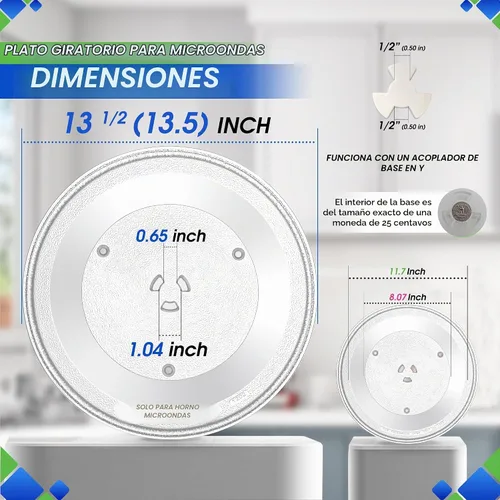 Vista 3 de Placa de repuesto para microondas de 13.5 pulgadas, se adapta a 5304464116 Frigidaire, placa giratoria de vidrio para microondas de repuesto exacto