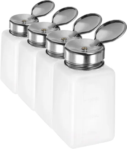 Vista 14 de HARFINGTON Dispensadores de alcohol solvente Push Down Botella dispensadora de líquido con tapa de acero inoxidable de sellado para limpiador