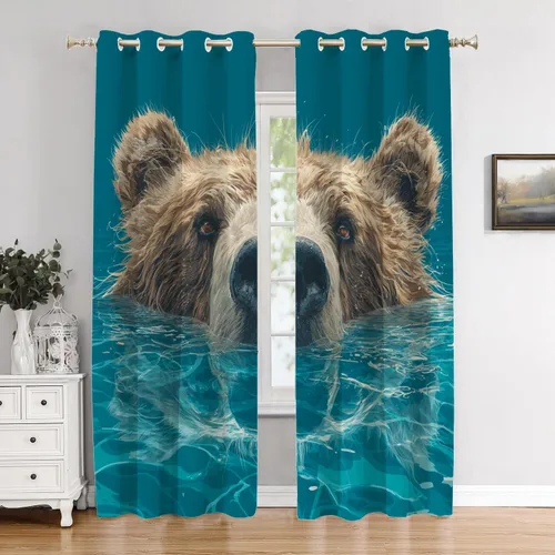 Vista 157 de Maritime Ocean Blackout Tier Curtains, Anchors Nautical Art Half Window Drapes for Kitchen with Rod Pocket,Room Darkening 2 Pack 26X24 Inches