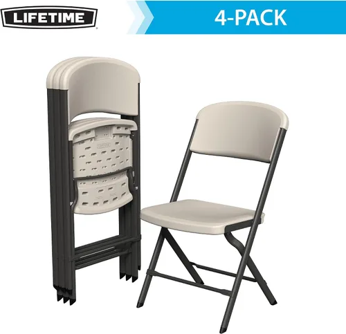 Vista 4 de LIFETIME Sillas plegables, silla plegable resistente contorneada para mayor comodidad, paquete de 4