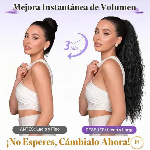 Vista 2 de Extensión de cola de caballo con cordón, extensión de cola de caballo larga y rizada para mujeres negras, extensiones de cabello negro de 26