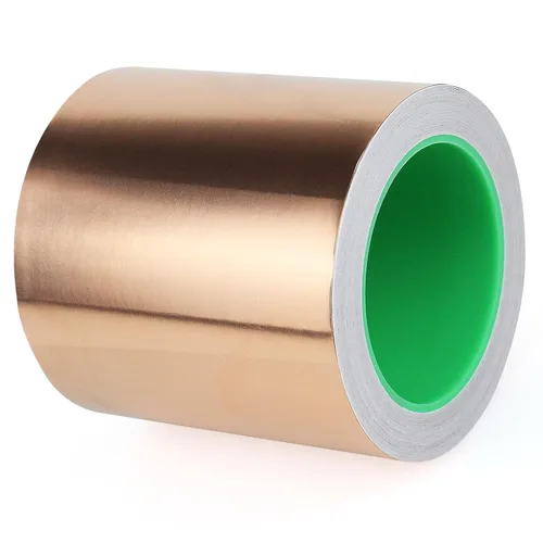 Vista 11 de BOMEI PACK Cinta de lámina de cobre, 1 paquete de 1 pulgada x 66 pies con adhesivo conductor para guitarra y manualidades, soldadura, vitrales