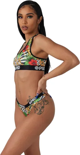 Vista 3 de PSD Tanga con estampado de animales para mujer, ropa interior de cobertura mínima, cómodas bragas elásticas para mujer