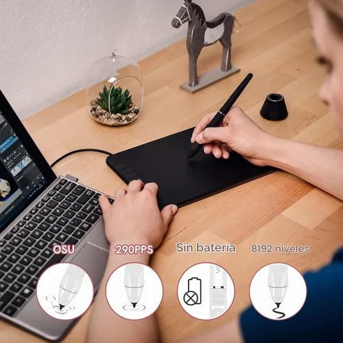 Vista 5 de VEIKK Tableta de dibujo VK640, tableta OSU de 6x4 pulgadas con lápiz óptico sin batería Digital Graphics Tablet for Android Windows Mac Chrome