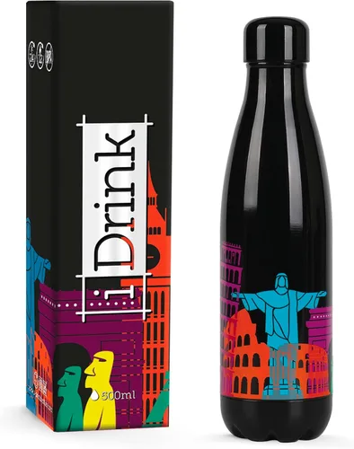 Vista 9 de IDRINK® Botella térmica revolucionaria, 2 paredes, botella de acero inoxidable, 16.9 fl oz UNICORN