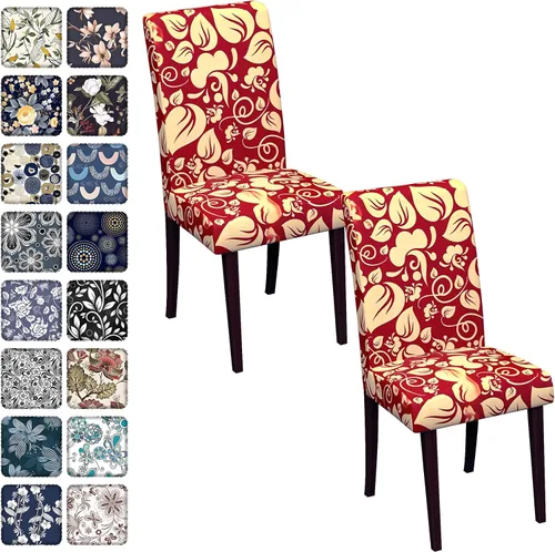 Vista 30 de Fundas para sillas de comedor CoSofSLIP, juego de 2, fundas estampadas elásticas antideslizantes, fundas extraíbles y lavables para sillas