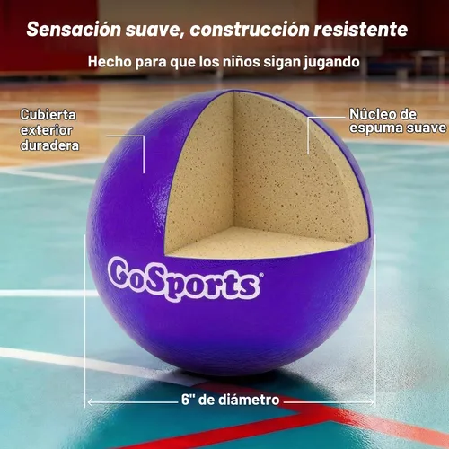 Vista 3 de GoSports Soft Skin Foam Playground Dodgeballs - Set of 6 Includes Mesh Carry Bag