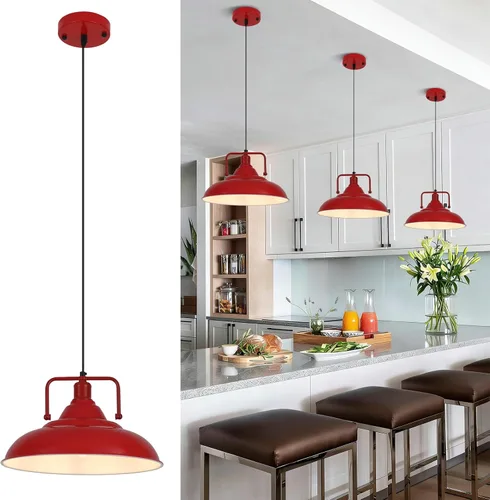 Vista 19 de Paquete de 1 lámpara colgante negra de 12.5 pulgadas, lámpara colgante de granja, iluminación colgante industrial, luces colgantes de cocina, luces