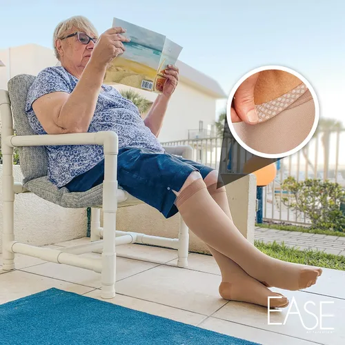 Vista 7 de Ease Opaque Silicone Support Band Knee Highs - 20-30mmHg Moderate Compression Stockings