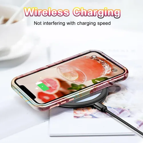 Vista 6 de CASEFIV Funda compatible con iPhone 11, patrón de mármol 3 en 1, resistente a prueba de golpes y caídas, cuerpo completo, policarbonato duro