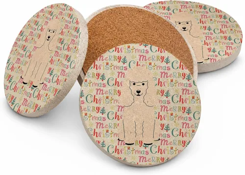 Vista 36 de Abyssinian Sand Terrier Merry Christmas - Posavasos grandes de piedra arenisca (4 unidades)