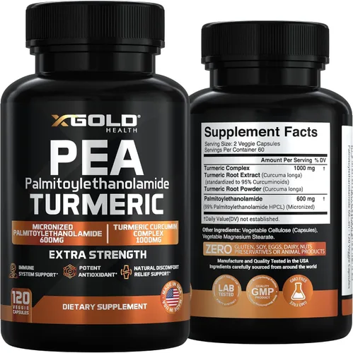 Vista 7 de Palmitoiletanolamida de guisante + curcumina de cúrcuma de 1600 mg - Guisante micronizado 99% puro y 95% curcuminoides de extracto estandarizado