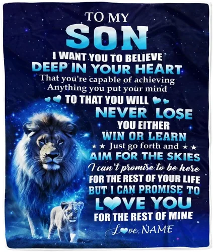 Vista 20 de Manta Personalizada "To My Son" de Mamá y Papá Regalos para Hijo que Va a la Universidad Cumpleaños Graduación Navidad Regalo Personalizado Manta