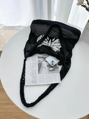 Vista 2 de ENBEI Bolsas bohemias, bolsa de punto de hombro, bolsa de mano Y2K estética, bolso de ganchillo lindo para mujeres, regalos hippie
