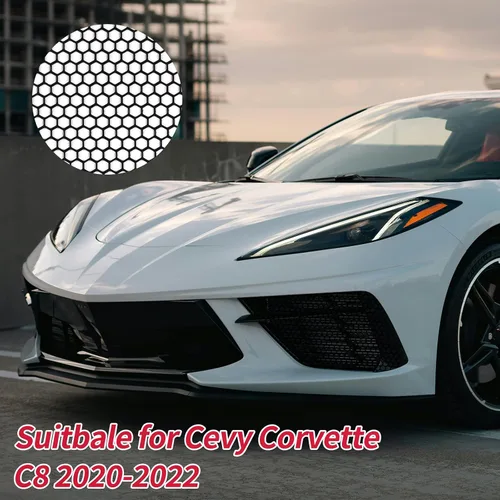 Vista 2 de AggAuto Malla de ventilación para automóvil compatible con Chevy Corvette C8 2020-2023, 2 piezas de aleación de aluminio con agujero de panal