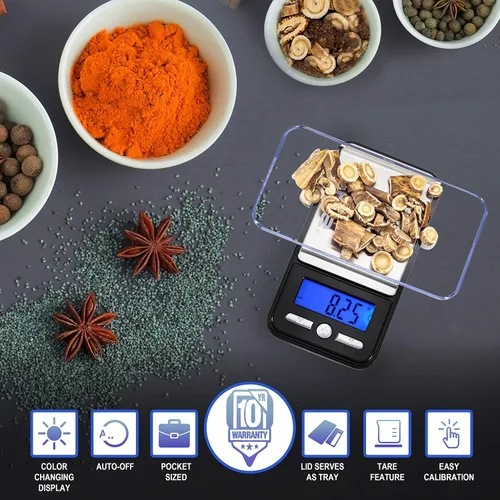 Vista 8 de Báscula digital de bolsillo AMERICAN WEIGH SCALES SERIE AC 150g x 0.01g Mini báscula de gramos de alta precisión de 0.001g de precisión
