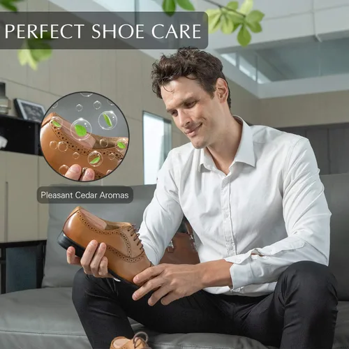 Vista 2 de Árboles de cedro para hombre, paquete de valor, árboles de zapatos para hombre con fragancia de cedro, árboles de zapatos de madera para hombres
