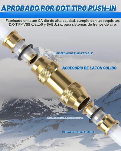 Vista 4 de Kit de 48 piezas de accesorios de conexión a presión, accesorios de conexión rápida de línea de aire de plástico y latón, conectores de empuje