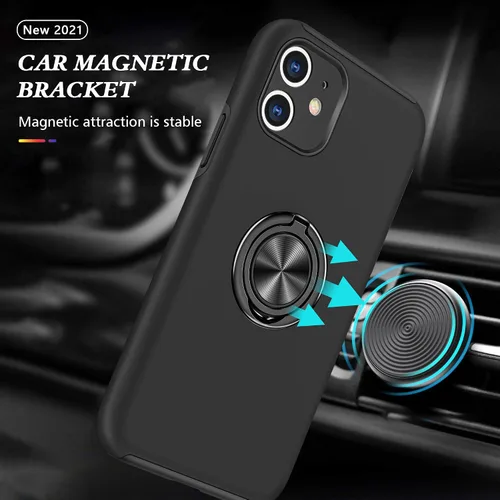 Vista 2 de Funda compatible con iPhone 11 con protector de pantalla de vidrio templado, funda para iPhone 11 negra para hombre, funda protectora delgada 2 en 1