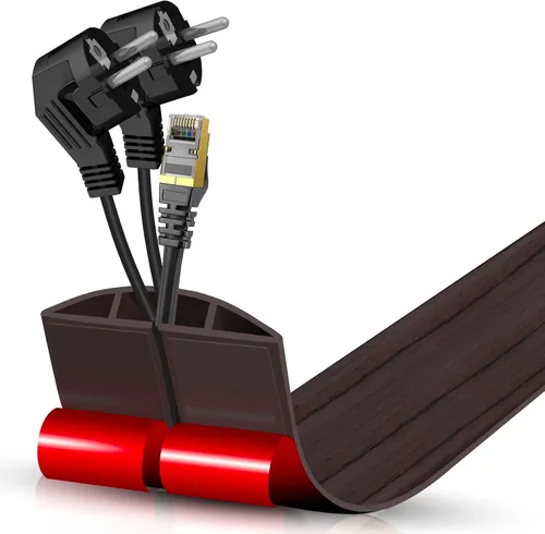 Vista 75 de Cubierta autoadhesiva para cables de suelo, gestión de cables de 3.3 pies, protector de tira de extensión para cables, evita tropiezos de cables