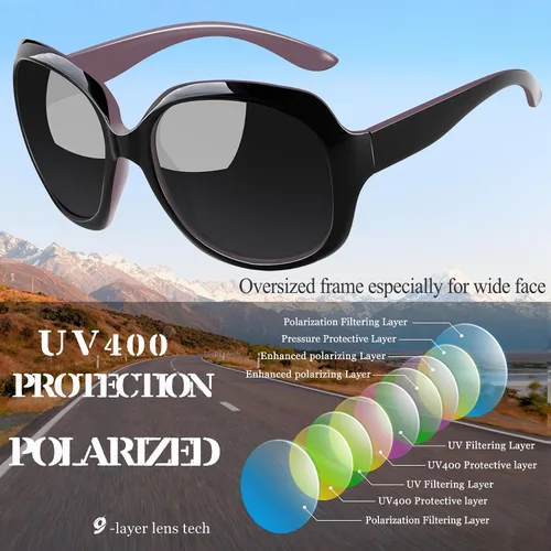 Vista 86 de Joopin Lentes de sol de gran tamaño para mujer, polarizados, grandes, para conducción, protección UV, grandes sombras