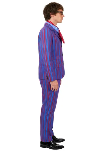 Vista 4 de Traje de disfraz de hombre de los 60 con rayas moradas estilo swinger Multicolor
