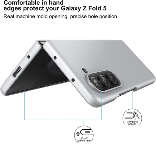 Vista 2 de Funda delgada para Galaxy Z Fold 5, [película de pantalla frontal dura transparente incorporada + parte trasera de policarbonato duro]
