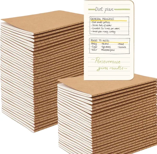 Vista 15 de Oucaru Cuaderno de Bolsillo de 24 Piezas, 3.5" x 5.5", 2 Colores, Cuaderno Rayado de 52 Páginas Mini Cuaderno Diario, Pequeño Cuaderno Memo Bloc