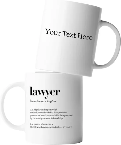 Vista 10 de Taza con definición de abogado, regalos de abogado, estudiantes de derecho, regalos de graduación para nuevos abogados, vasos de cerámica, 11 onzas