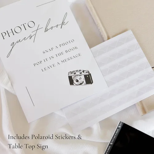 Vista 7 de Libro de invitados de boda personalizado 2026 año – Libro de visitas de fotos de lino para firmar en la recepción – Incluye esquinas de fotos