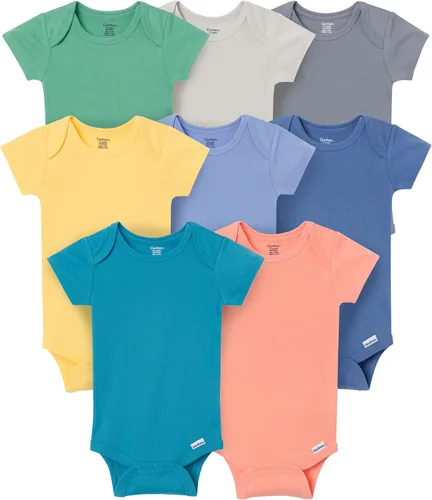 Vista 14 de Gerber Mamelucos Bodies unisex de manga corta para bebé, paquete de 8 Animales verde