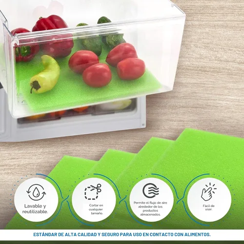 Vista 5 de Dualplex® Fruit & Veggie Life Extender Liner for Fridge Refrigerator Drawers, 13 x 10.5 Inches (4 Pack) – Extends the Life of Your Produce & Verde