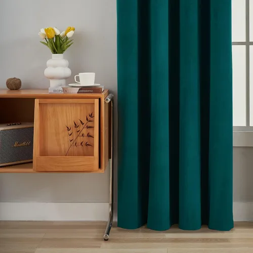 Vista 6 de MASWOND Cortinas opacas extralargas, verde pavo real, 52W144L, juego de 1