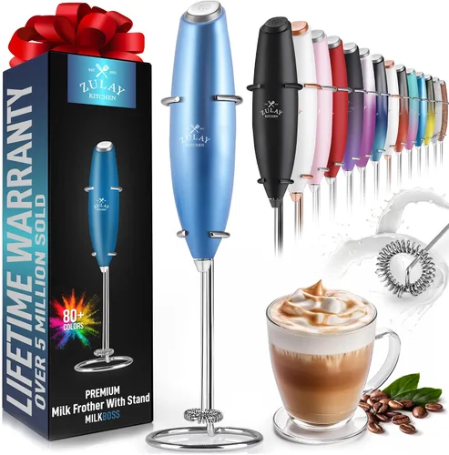 Vista 276 de Zulay Milk Boss Espumador de leche potente manual, hace espuma para latte, batidor para mezclar bebidas, café, miniespumador para capuchino, frappé